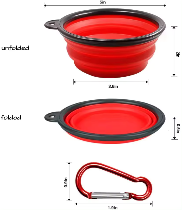 Dog and Cat Collapsible Bowl TA100 Collapsible Pet Bowl Width: 5" Height: 2" Material: TPE